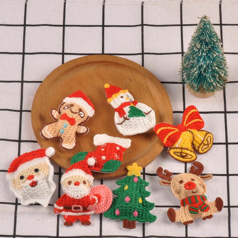 Elk Bugle Call - 8Pcs 42-68mm Cute Christmas Tree/Bell/Snowman/Elk Patches