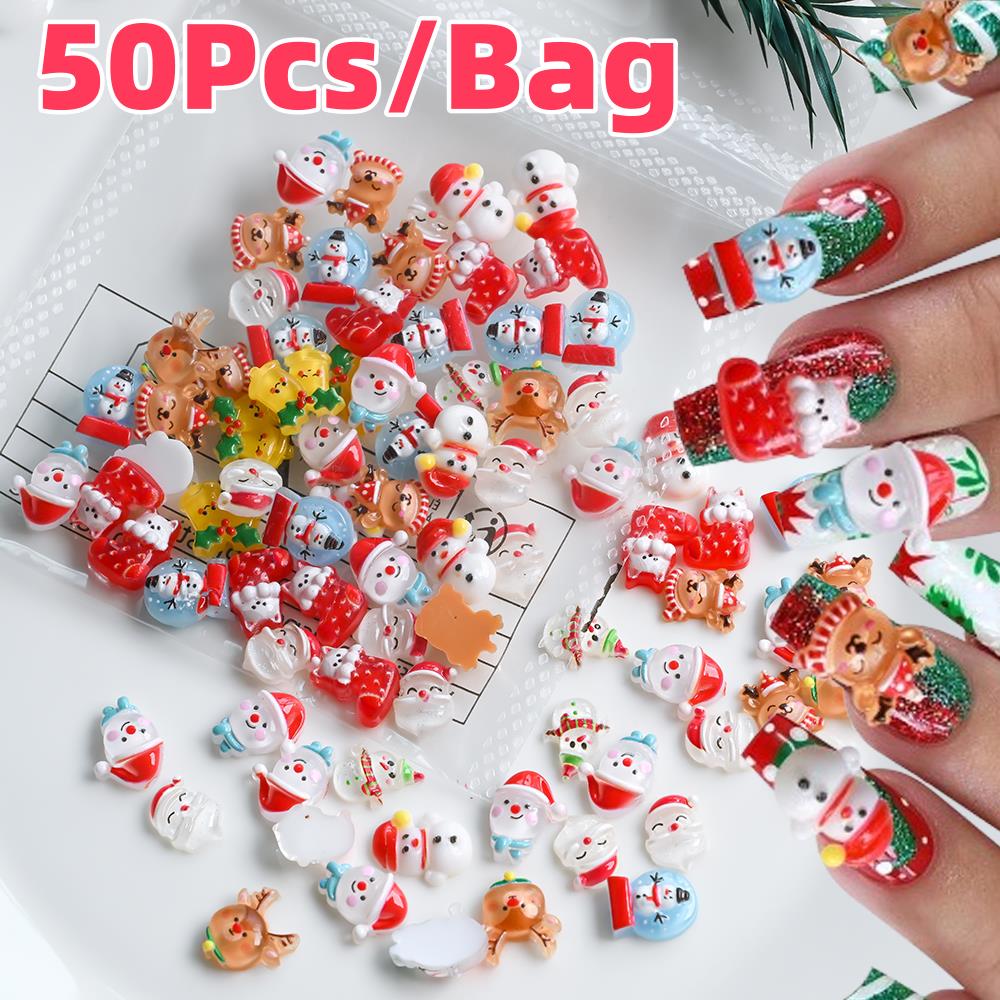 Elk Bugle Call - 50Pcs 3D Snowman Elk Christmas Nail