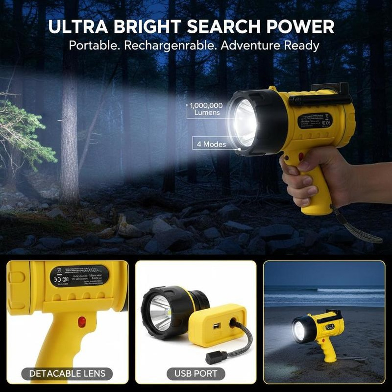 Handheld Searchlight 1000,000  – обзор и цена Hunting Outdoor
