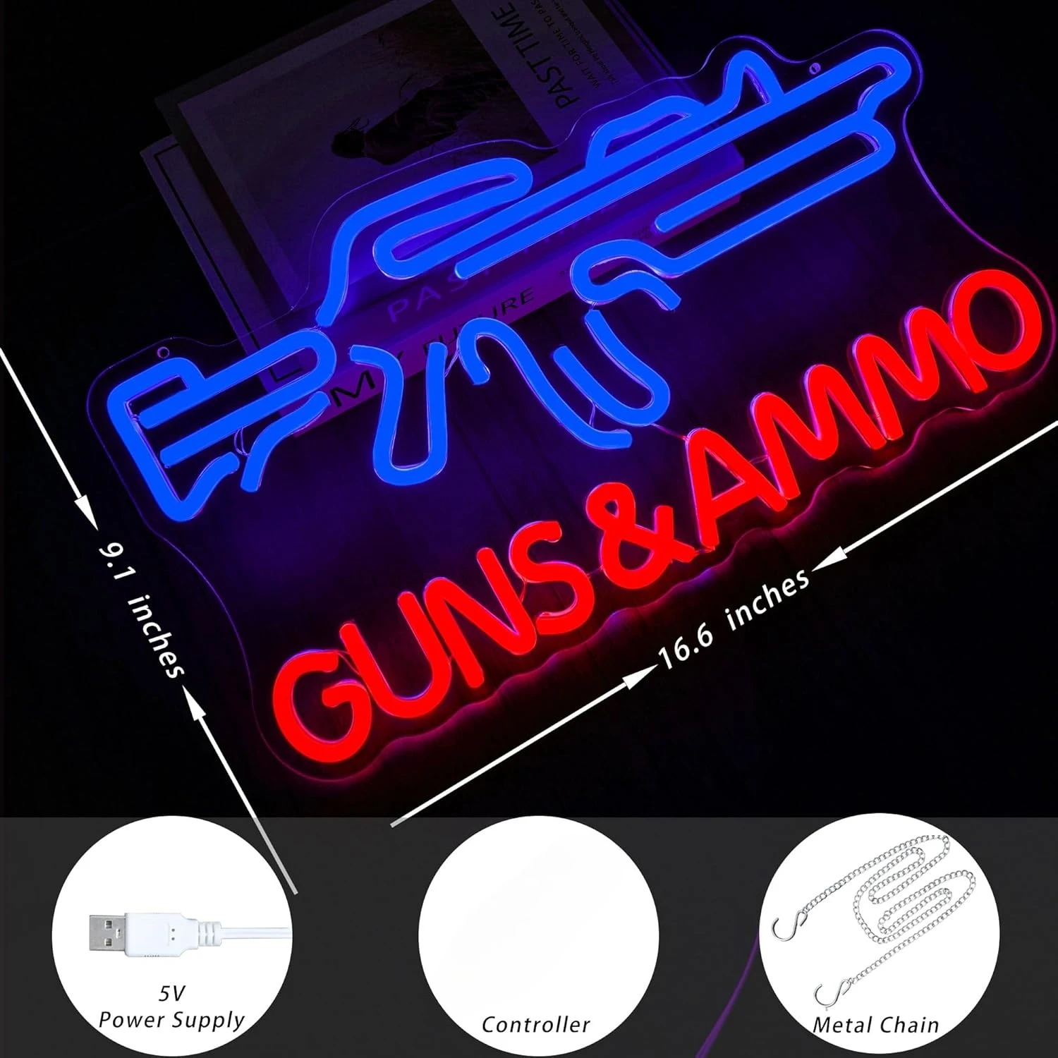 Gun Shop Neon Sign USB Powered – обзор и цена Hunting Outdoor Store