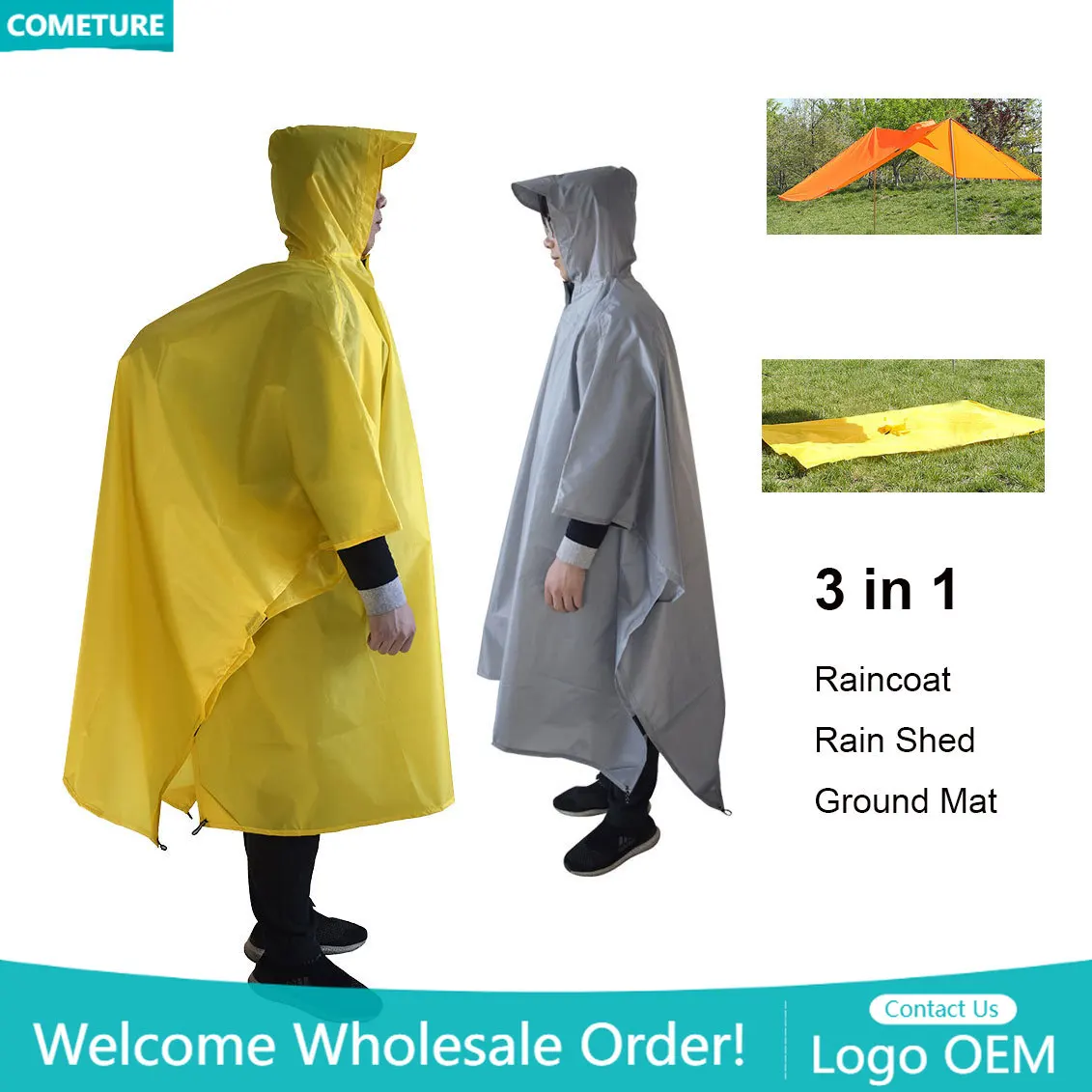 Raincoat 3 In 1 Hiking Poncho  – обзор и цена Hunting Outdoor Mat